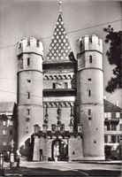 Basler Spalentor - Historische AK, mit 10 Rp. Marke