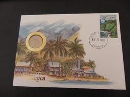 Münzbrief 1985 - Ostkaribik Dominica 25 Cents 1981