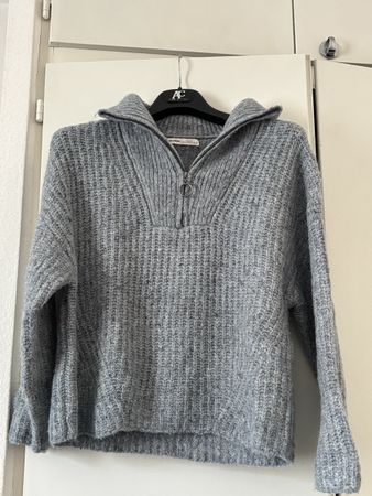 Pull&Bear pull bleu col montant fermeture éclair taille XS-S
