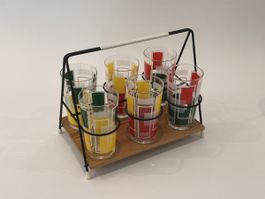 60er Jahre Gläser-Set mit Träger/Ständer, Mid Century. Top!