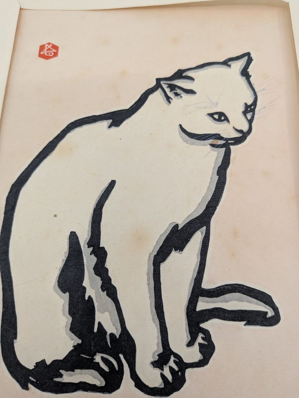 Xilografie: Holzschnitt Katze vermutlich Japan ? – Usato da Emmen venduto da magelan 3