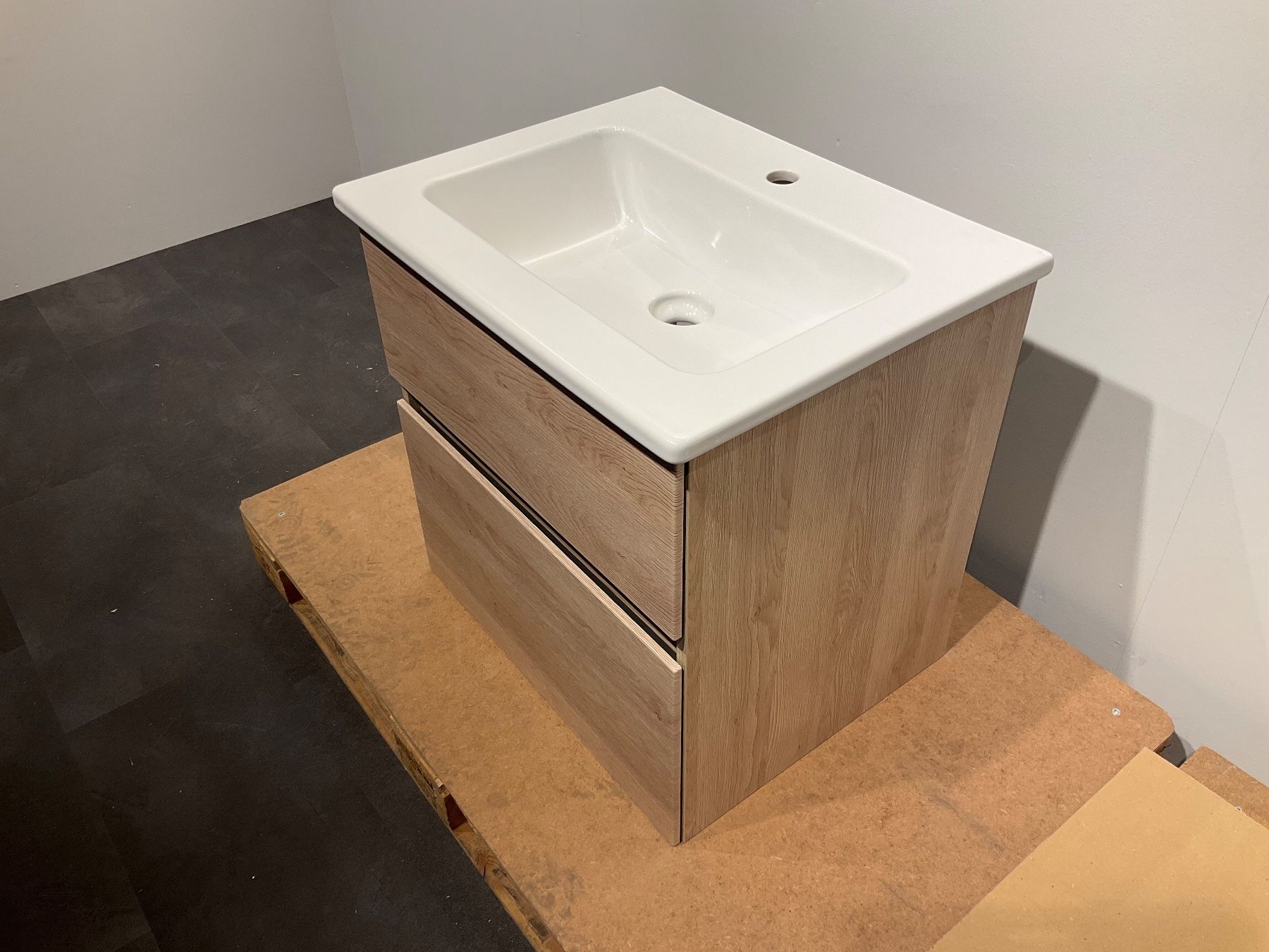 Mobili per bagno: 081Burgbad Badmöbel, Holzoptik hell/weiss, 63cm – Nuovo (secondo la descrizione) da Derendingen venduto da Meisterstuecke 1
