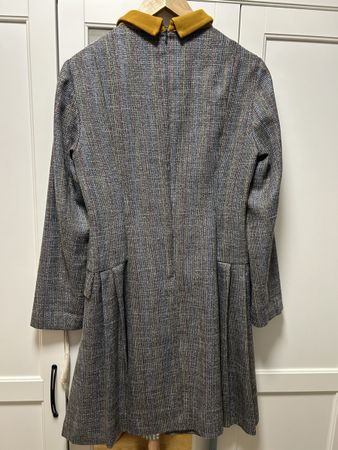 Damen Kleid Gr. 40 – Kariert – Vintage Stil – Grau/Senfgelb 