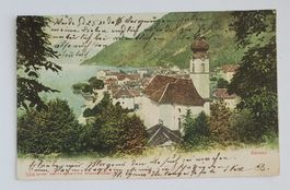 Alte Ansichtskarte Gersau mit Schloss Regensberg 1906