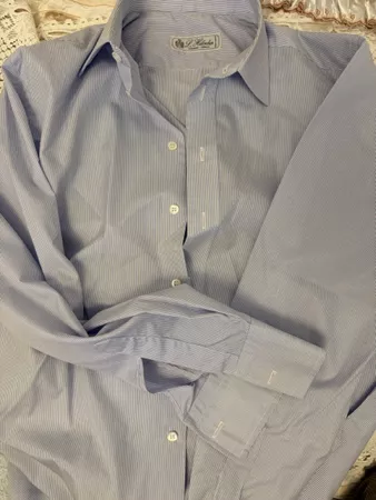Herrenhemd L. Hübscher Wohlen-Zürich, Swiss Made, blau-weiss