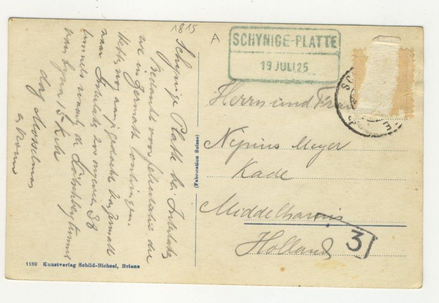 Cartoline postali: Schynige Platte 19.07.1925 – Usato da Kirchberg BE venduto da Mgh 3