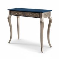  Blau-Silberner Beistelltisch | Handveredelt | Upcycling 