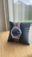 Swatch Armbanduhr blaues Zifferblatt Lederband gebraucht