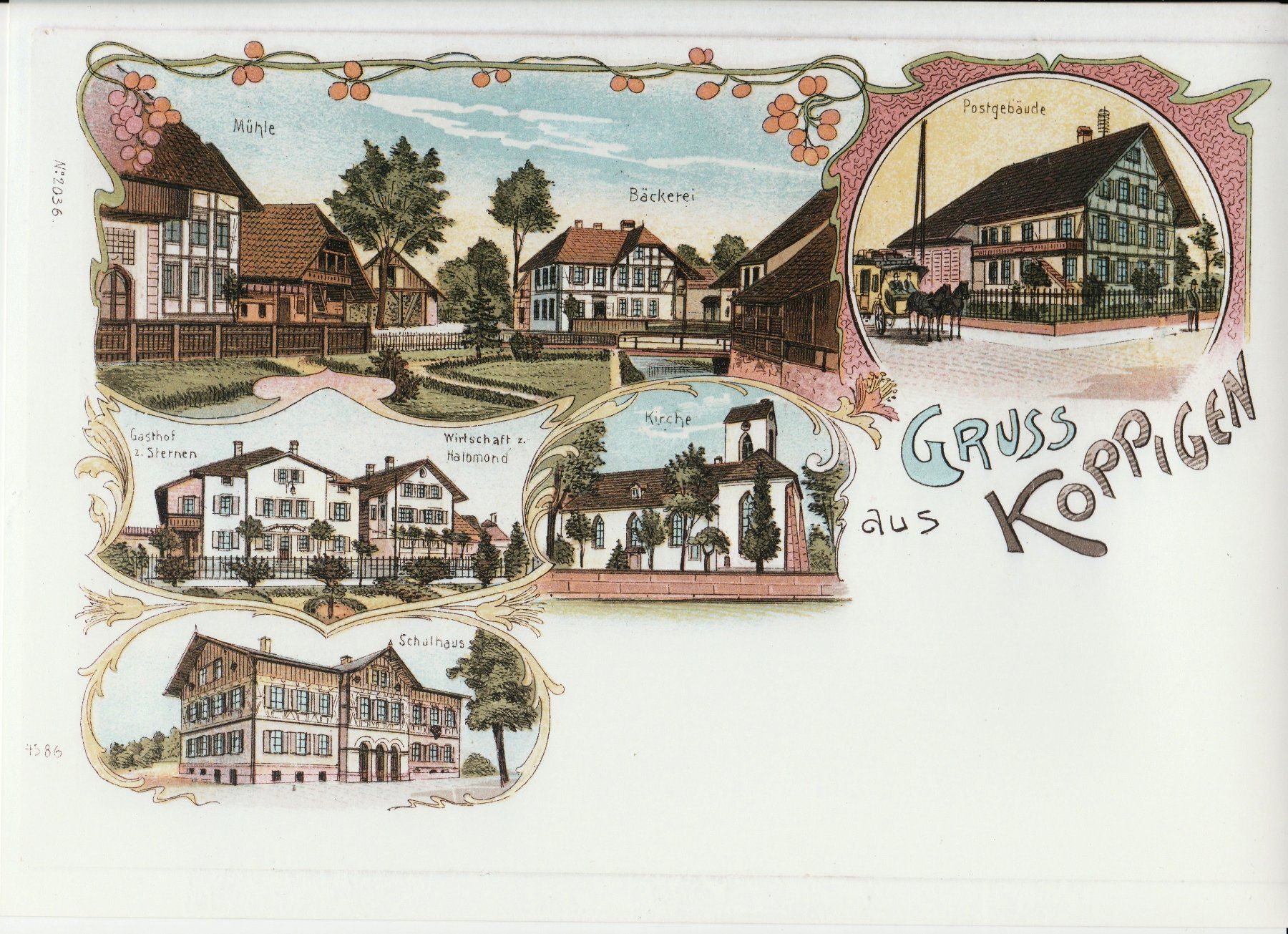 Cartoline postali: Koppigen -  (AK-Lithoansicht um 1900 im Format A4) – Usato da Fällanden venduto da Blausegelfliege