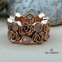 Statement Silber Ring 925 mit Rosenquarzen Grösse 55