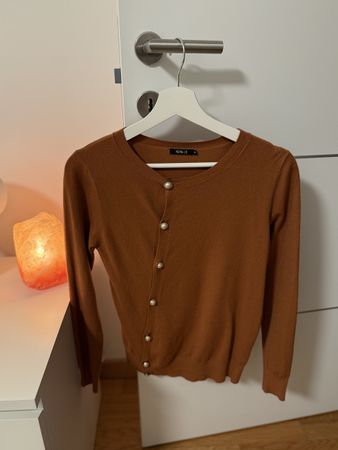 Cardigan Nuna Lie taglia S marrone con bottoni perlati