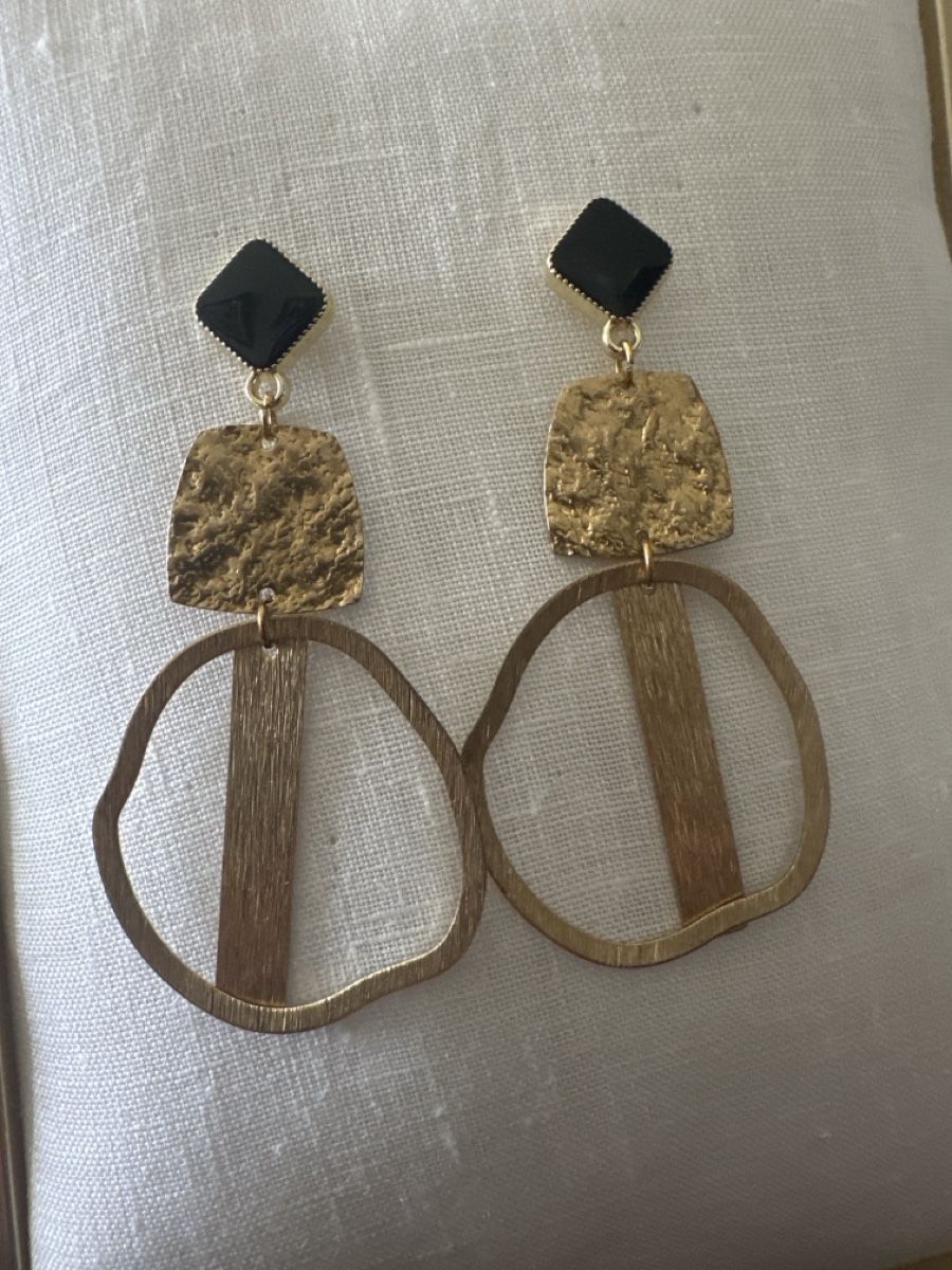 Ohrringe & -stecker: Statement Earrings Gold Tone Black Geometric Design – Gebraucht aus Bouveret von dou_g8q7 1