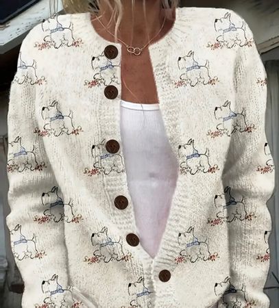 Strickjacke mit WEST HIGHLAND WHITE TERRIER MOTIV, L/XL