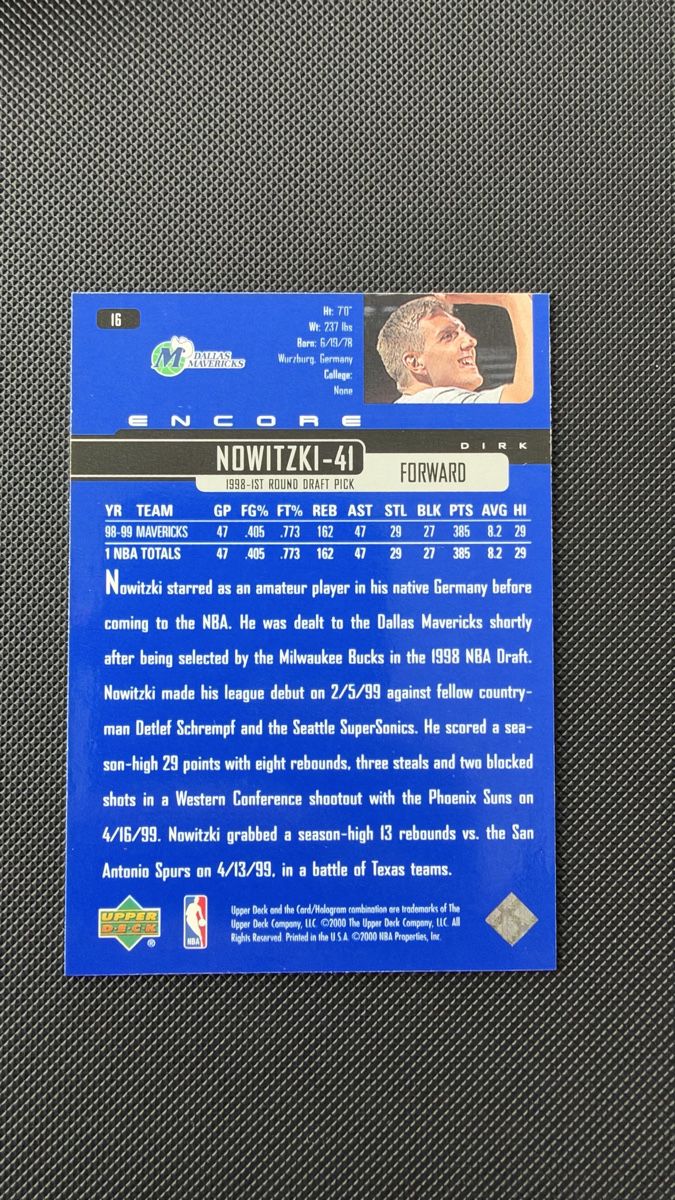 Nba Carte collezionabili: Dirk Nowitzki Upper Deck Encore 2000 Basketball – Usato da Affoltern am Albis venduto da mr_choppa 1