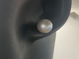 Ohrstecker grosse graue Perlen, Sterlingsilber