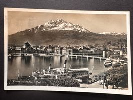 Postkarte Luzern mit Pilatus 1928 (P427)