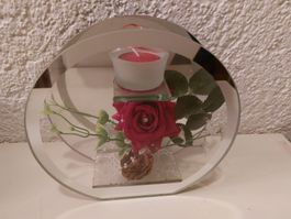 Romantische Tischdeko, Glasdeko mit Rose & Kerze ❤️