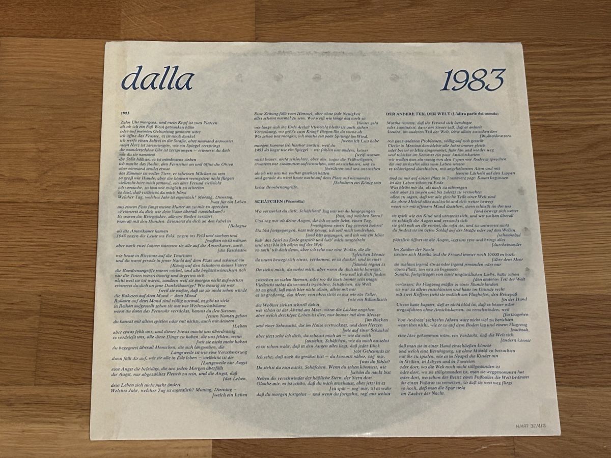 Schallplatten: Lucio Dalla. 1983 – Gebraucht aus Faulensee von Mizuno06 4