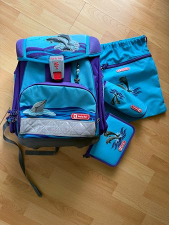 Schulranzen Set Step by Step Delfin blau violett gebraucht