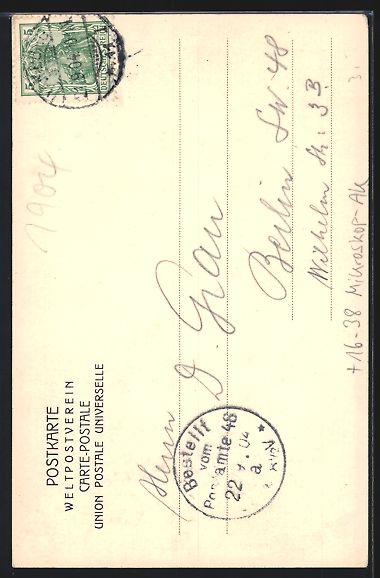 Cartoline postali: Mikroskop-AK Hamburg, Jonashafen, Kaiser – Usato da Berlin venduto da bartko-reher 1