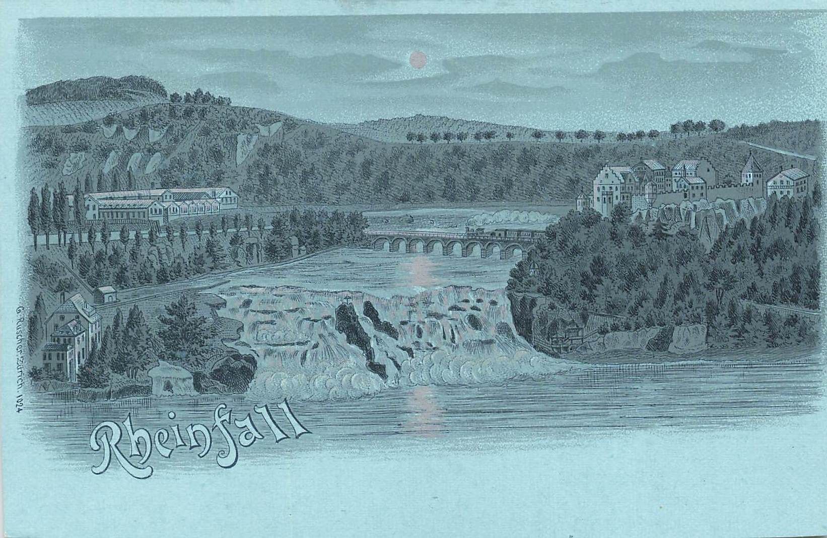 Ansichtskarten: Rheinfall Litho – Gebraucht aus Biasca von Blenio71
