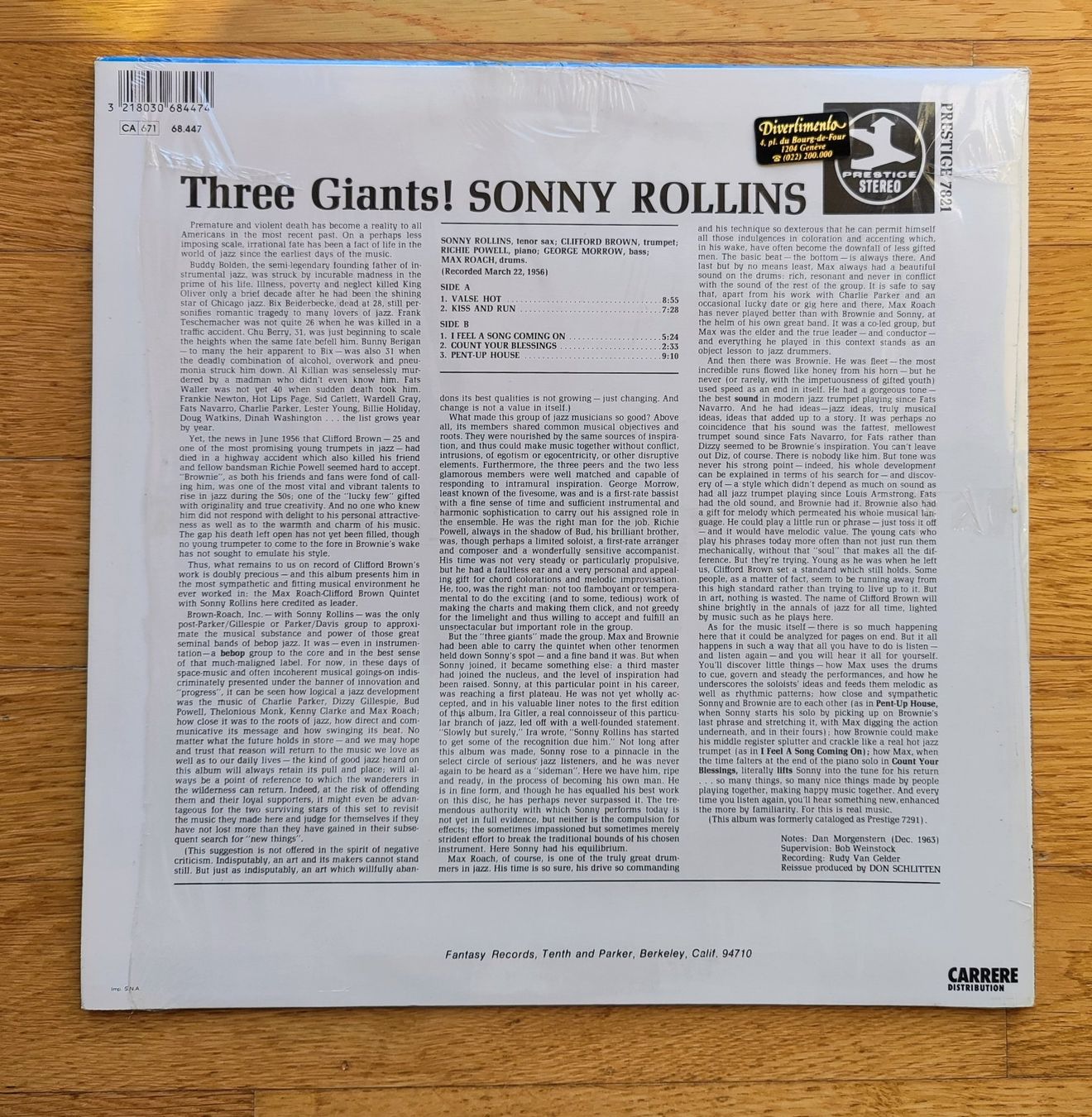Vinyles: LP - Three Giants – Sonny Rollins  Clifford Brown  Max Roach – D'occasion à Carouge GE par for_8yym 3