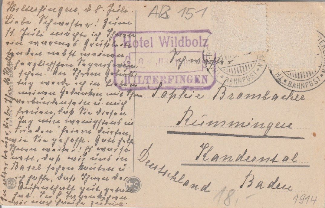 Cartoline postali: AB 151 Hilterfingen mit Niesen, 2366 m – Usato da Freienbach venduto da Bhaltis 1