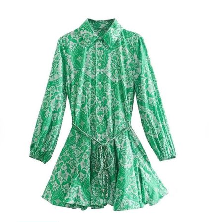 Zara Kleid 🩵 Green & White Shirt Dress w/ belt 🩵🩵