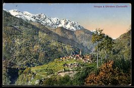 AK Intragna, Ort mit Kirche im Centovalli und Bergpanorama