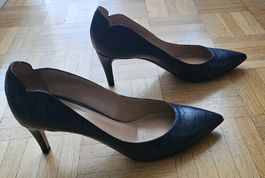 Escarpins bleu marine imitation croco T39