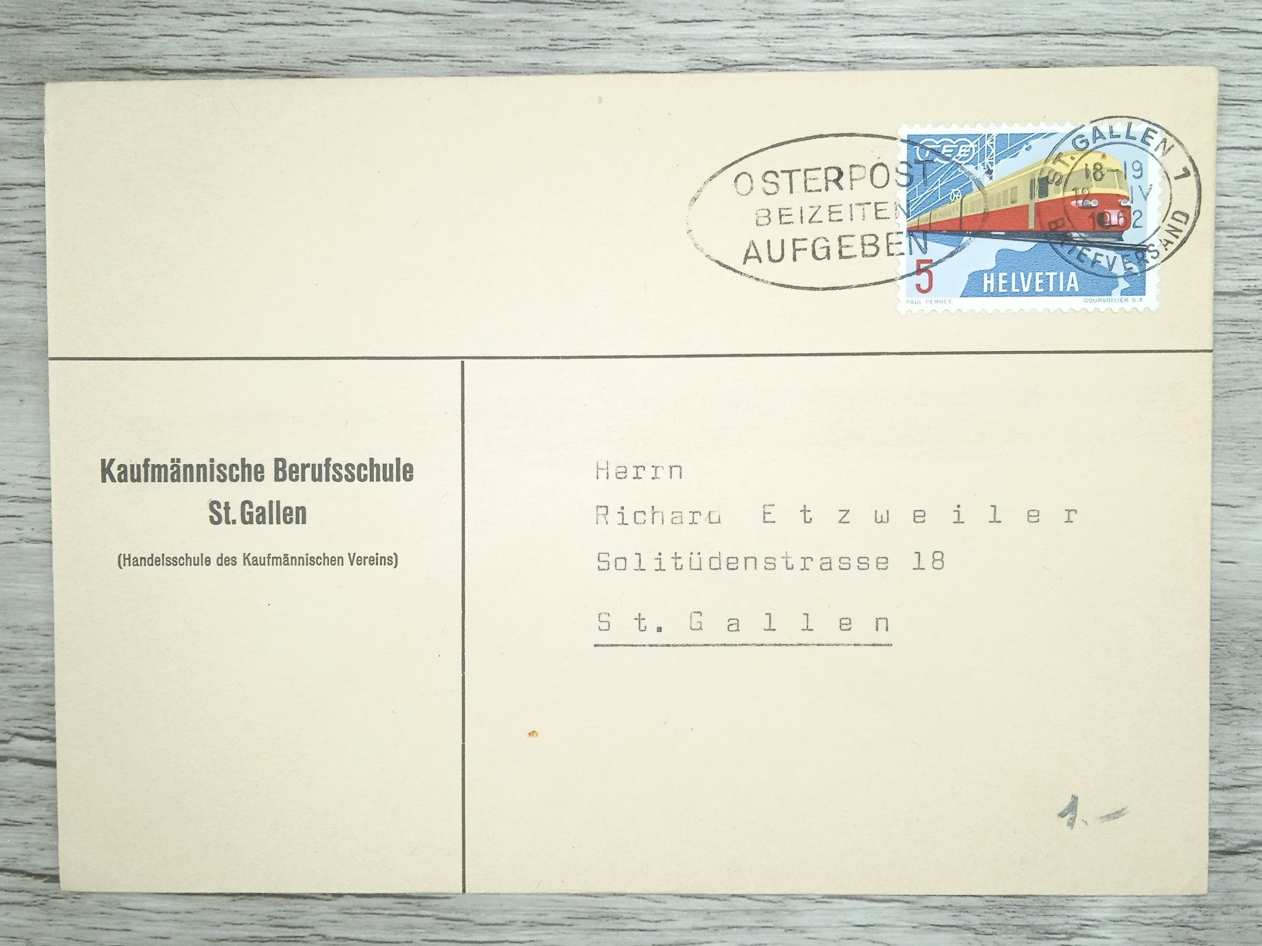 Tutti i francobolli: TR70 Enveloppe + Timbre Suisse 1962 – Usato da Cousset venduto da Patrick_Collections