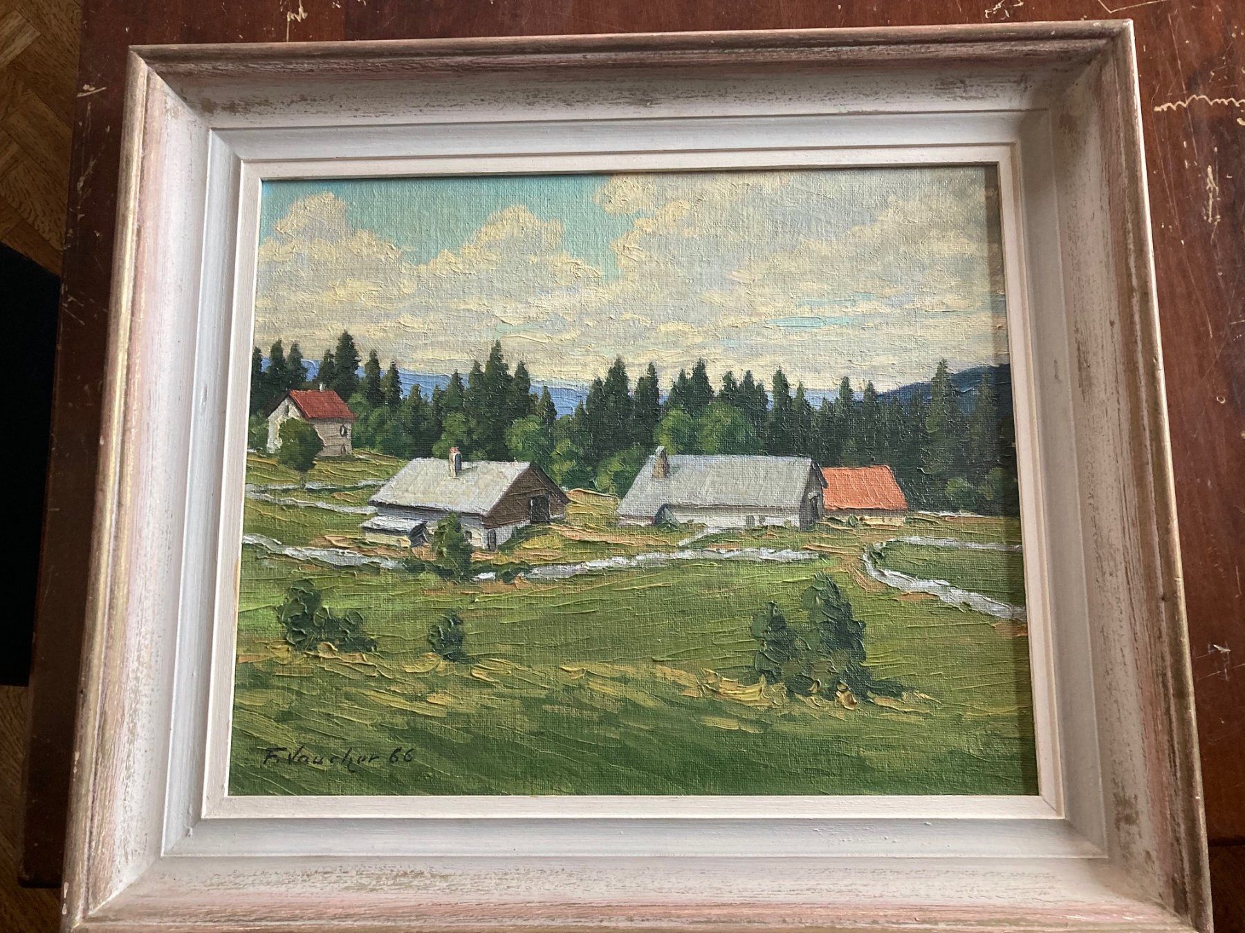 Dipinti: Tableau de Fernand Vaucher, Les Bourquins-de-Vent. – Usato da La Chaux-de-Fonds venduto da venteperso5