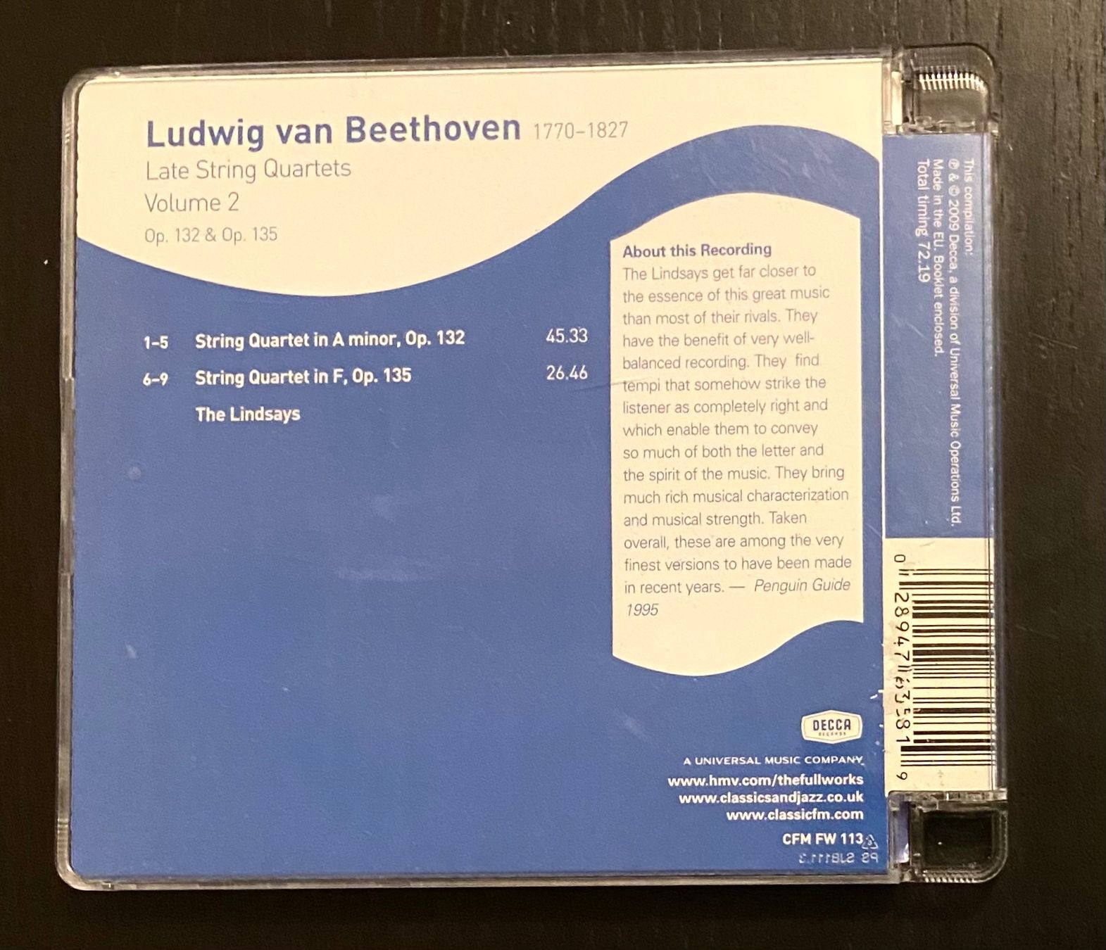 CD: Beethoven CD Late String Quartets • Streichquartett – Usato da Luzern venduto da Lycka 1