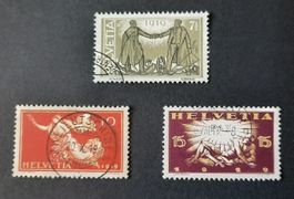 2-23-1 Timbres Helvetia oblitérés.  Série pour la Paix 1919