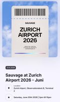 Ein Ticket bei Sauvage am Flughafen Zürich am 20.06.2026