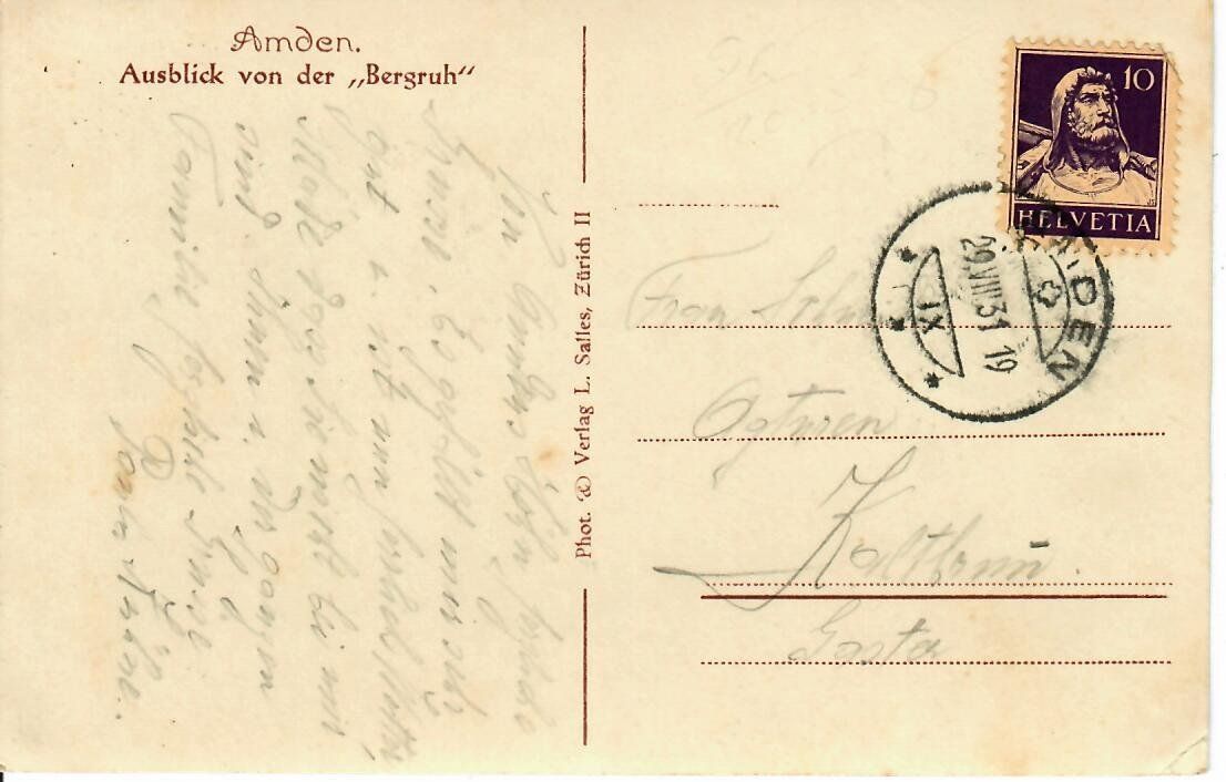 Ansichtskarten: Amden 1931 – Gebraucht aus Hochdorf von Ziegel-16 1