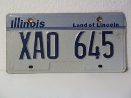 USA Nummernschild Autonummer License Plate ILLINOIS XAO 645