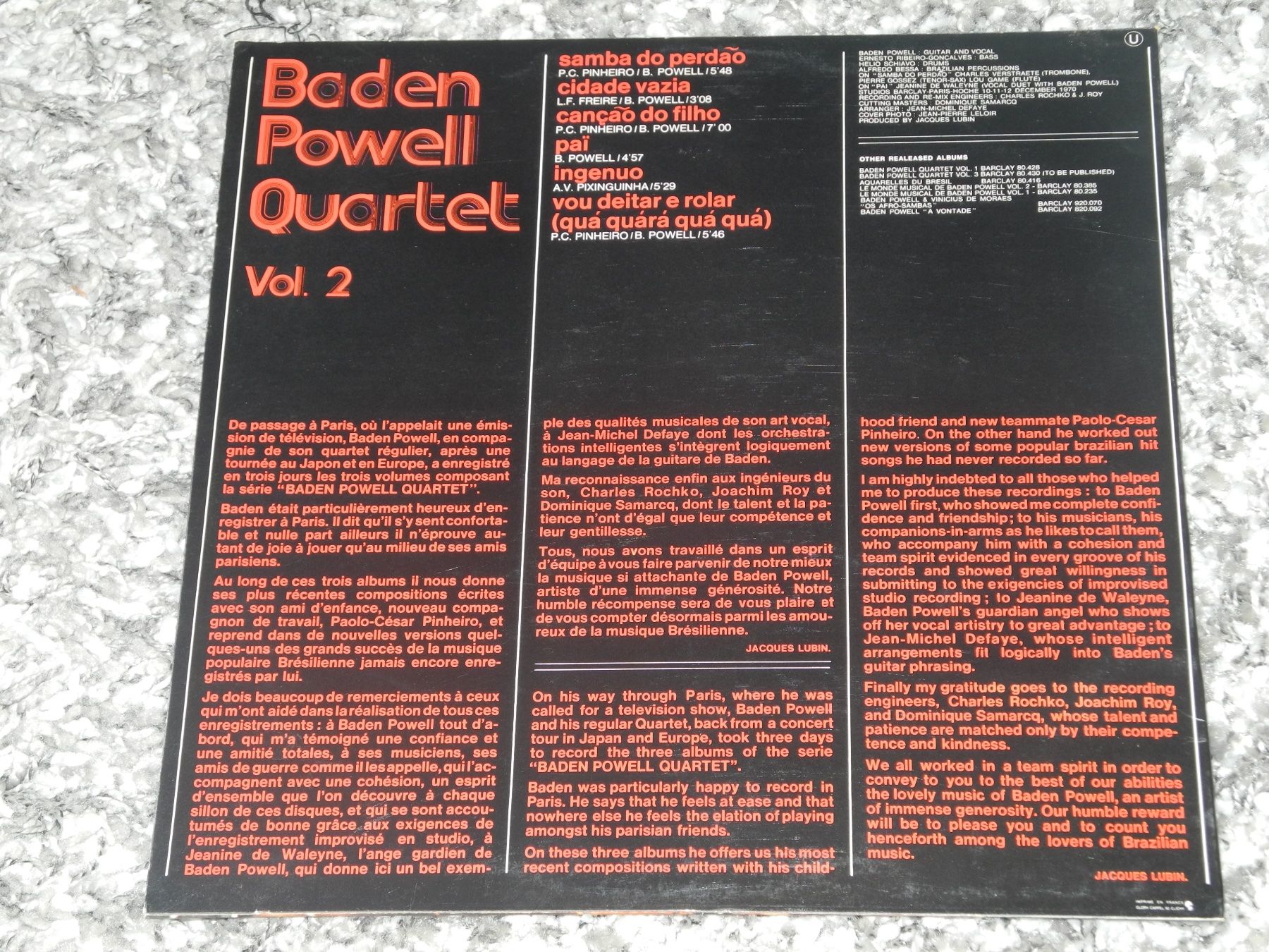 Schallplatten: BADEN POWELL QUARTET - VOLUME 2 - BARCLAY – Neu (gemäss Beschreibung) aus Fahrwangen von  1