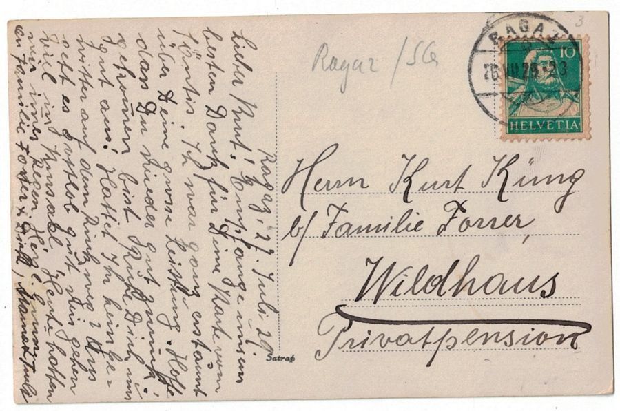 Cartoline postali: Ragaz, Parkanlage, gelaufen 1925 – Usato da Frauenfeld venduto da POML 1