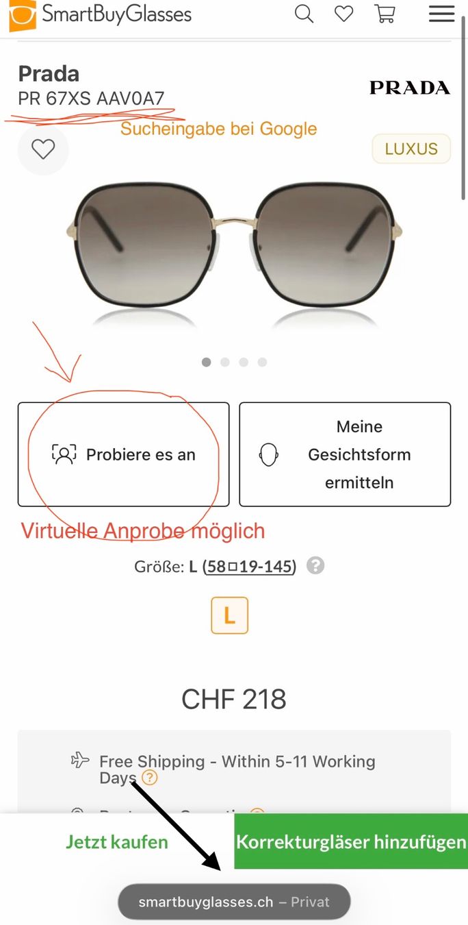 Prada Lunettes & Verres: PRADA Sonnenbrille PR 67XS Damen – D'occasion à Cham par nad_z2js 7