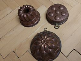 3 grose Vintage‑Backformen – Kranz, Muldenform & Stern (18–2