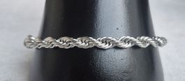 Bracciale catena a corda argento 21 cm acciaio inox