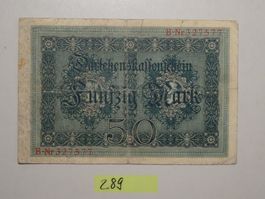Dt. Reich Dahrlehenskassenschein 50 Mark Berlin 1914