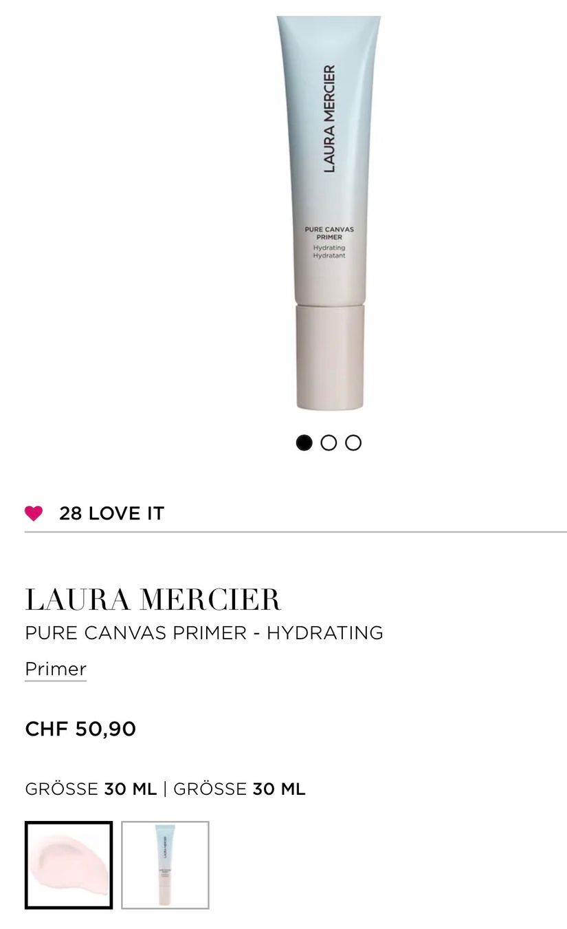 Laura Mercier Make-up: LAURA MERCIER PURE CANVAS PRIMER - HYDRATING – Nuovo e nell'imballaggio originale da Solothurn venduto da Vintage87 1