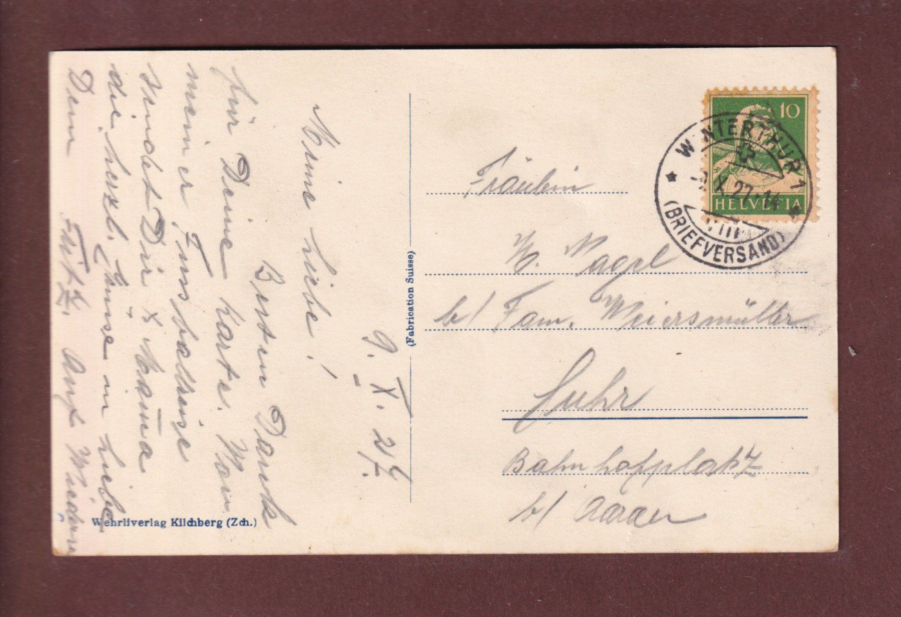 Cartoline postali: WINTERTHUR - Kantonales Technikum - 1927 // Riss // – Usato da Pully venduto da nicecards 1