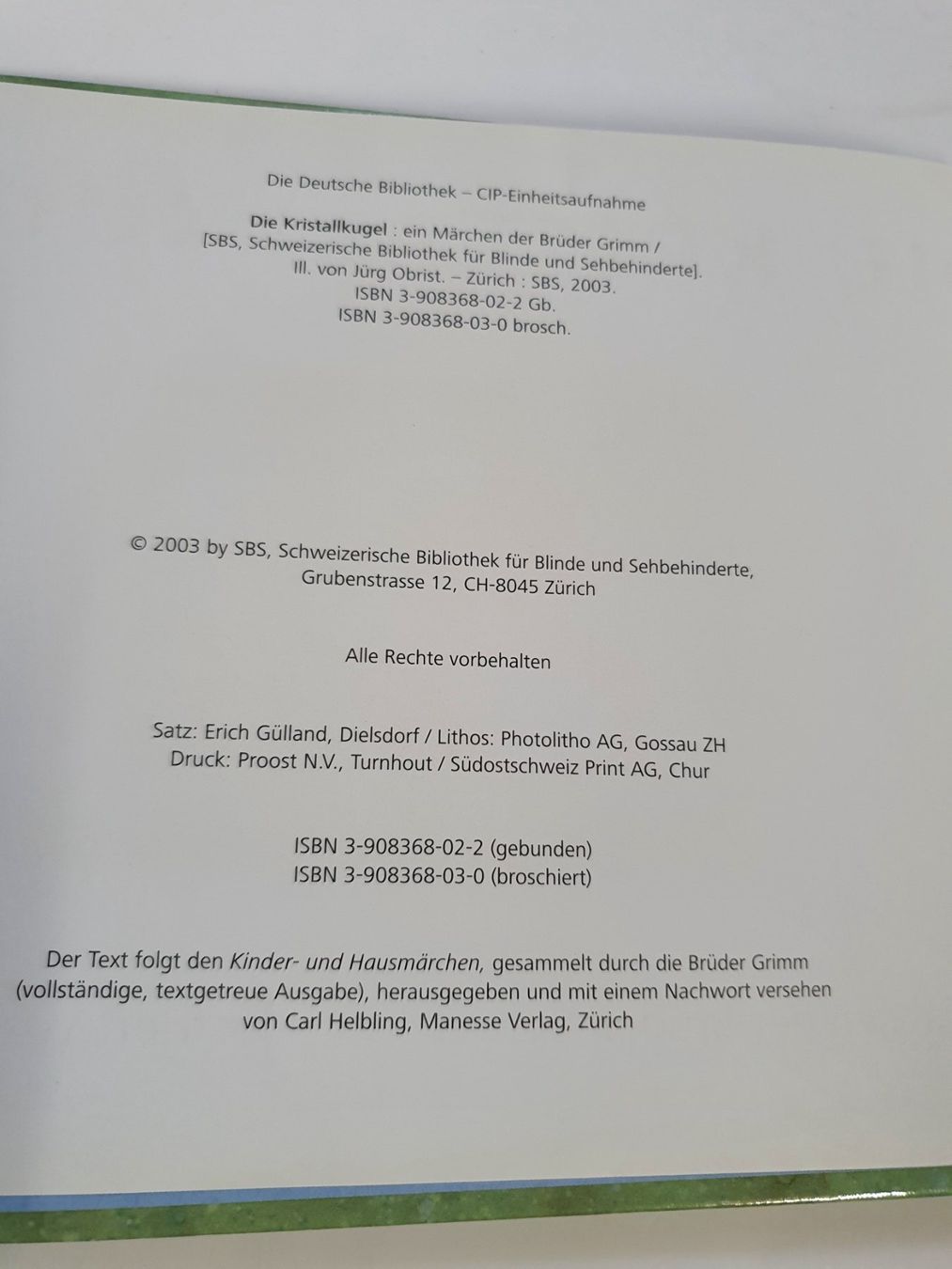 Libri: DIE KRISTALLKUGEL - Gebrüder Grimm / 2003 – Usato da Oberdorf BL venduto da BaldenEagle 1