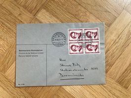 1951, Brief mit Pro Juventute 4er Block Nr. J138