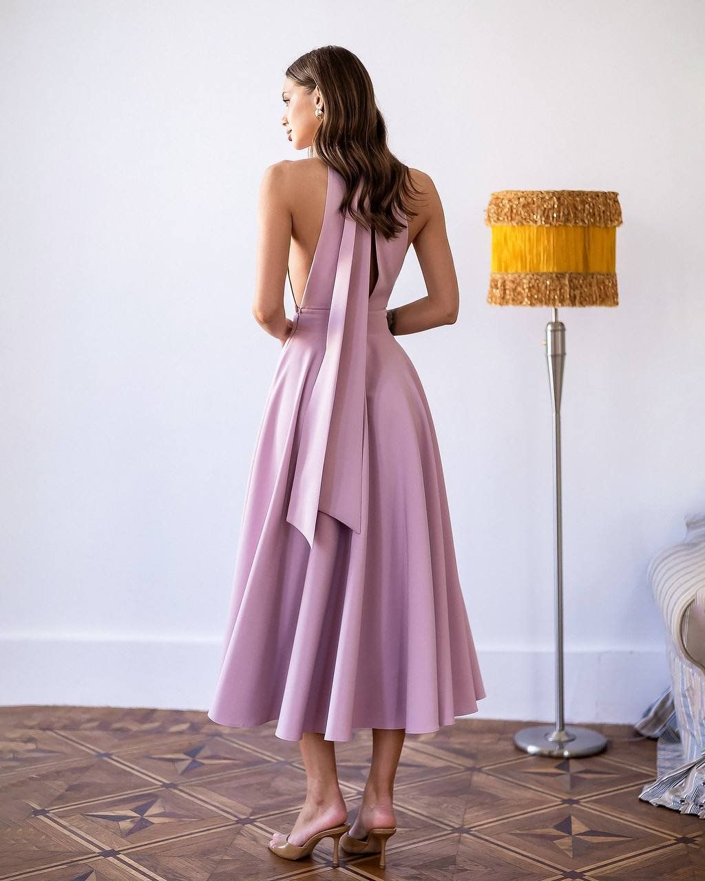 Vestiti: Rosa Elegant Midi Dress with Bow Size: M – Nuovo e nell'imballaggio originale da Zürich venduto da Ms.Me-Fashion 5