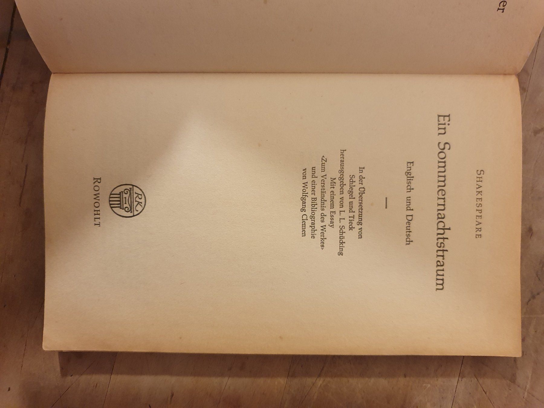 Libri: Ein Sommernachtstraum Shakespeare RoRoRo – Usato da Zürich venduto da loosebone 1