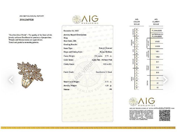 Ringe: 0.72ct Pink Diamanten Ring 14k Roségold – Neu und originalverpackt aus Zürich von GRAY 4